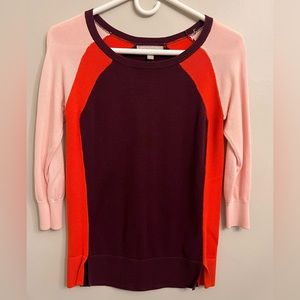 Banana Republic Burgundy/Orange/Light Pink 3/4-sleeve Sweater XS Petite